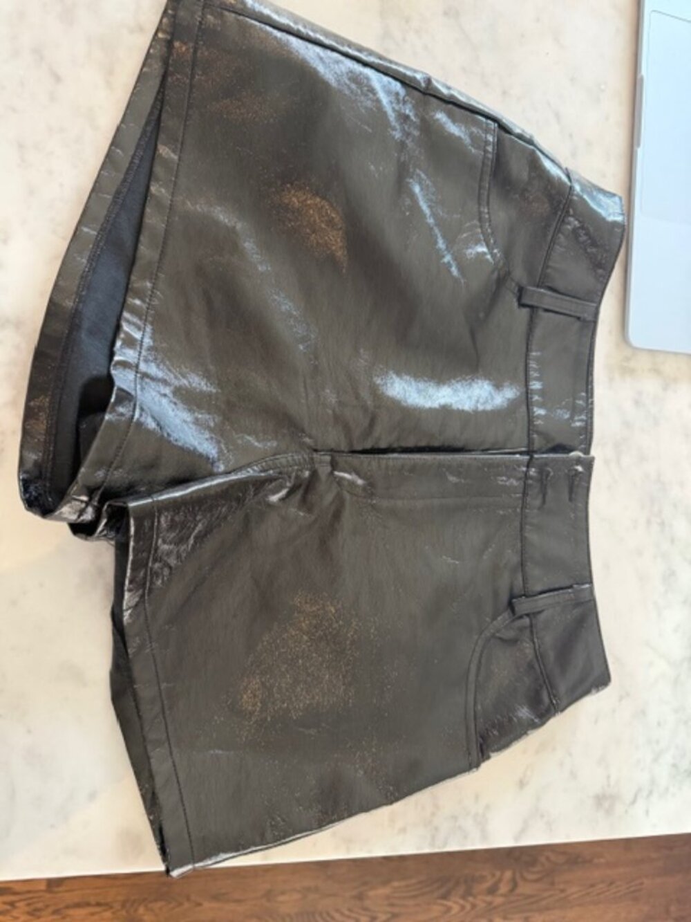 LeLis Faux Black Leather Shorts:  women's medium